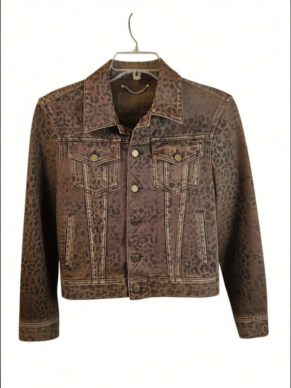 Authentic Golden Goose Leopard Print Denim Jacket Size 38